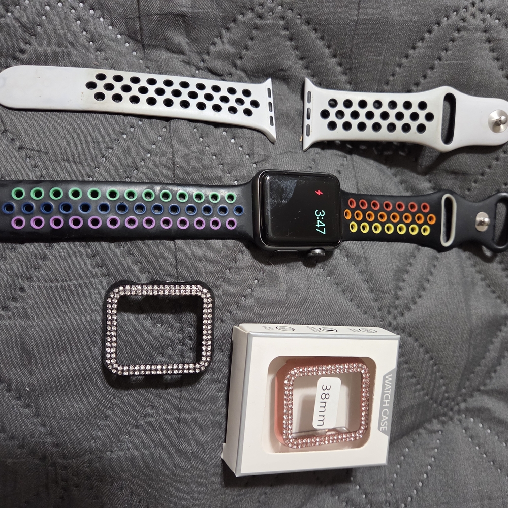 Apple Smartwatch with Black and Multicolor Bands